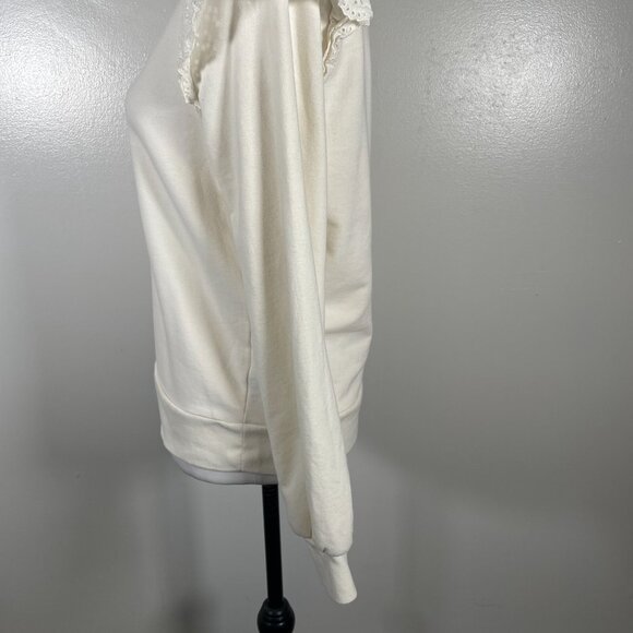 J.CREW Sweatshirt Womens Small Ivory Flutter Long Sleeve Round Neck Pullover - Picture 8 of 16